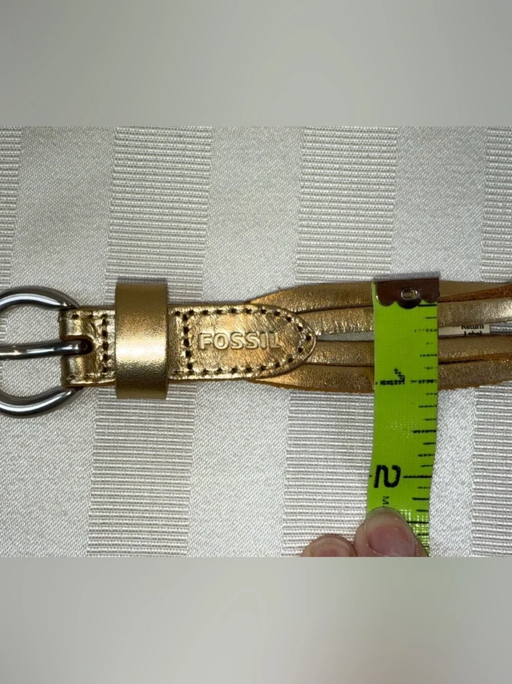 Fossil Gold Metallic Braided Leather Belt Sz-Medium